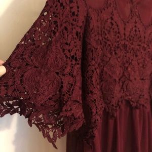 ASOS Maroon Lace High Neck Blouse